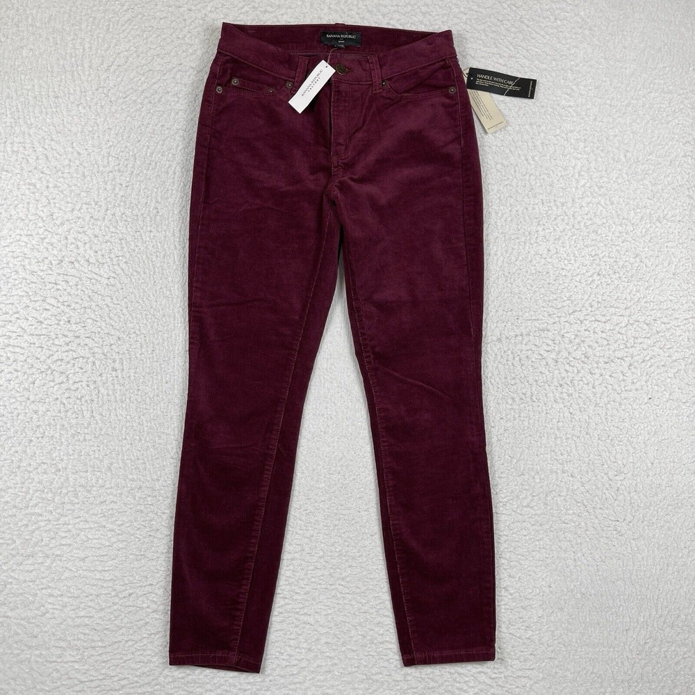 Banana Republic Pants Womens 25/0P Petite‎ Skinny Beet Root Red Corduroy Casual